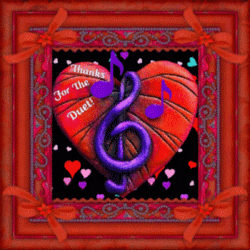 heart with treble clef, thanks for the duet