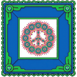 framed peace sign with circles of color animation