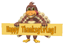 turkey holding happy thanksgiving sign