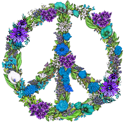 turquoise with accent purple flowers peace sign