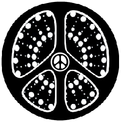 black peace sign with white center pattern