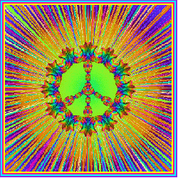 spectrum of color burst with peace sign center