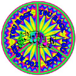 psychedelic peace sign with you rock text around peace sign