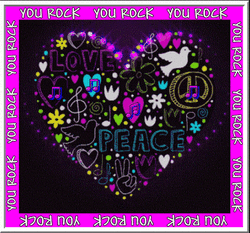 neon heart design you rock border