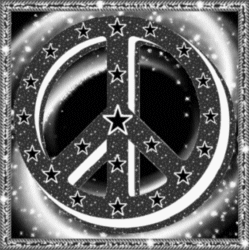 black glitter peace sign with stars