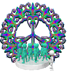 peace sign background, group pulling friend into circle