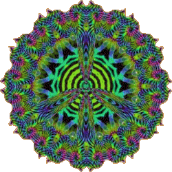 color energy flowing outward peace sign