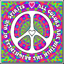 colorful peace sign animation, bright spirit