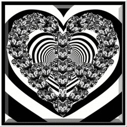 black and white peace and love symbol blinks