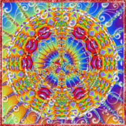 bright sun and sky colors peace sign with glitter sparkle