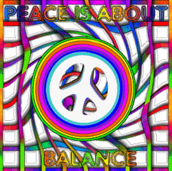 peace sign balance wiggle on colorful squares