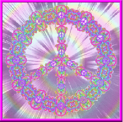 bright light shines through abstract designed peace sign
