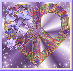 peace heart with flowers and sparkle background