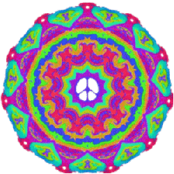 mandala style peace sign with color animation