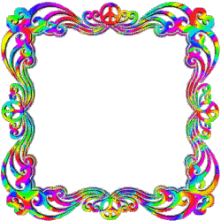 colorful psychedelic frame with peace signs