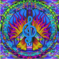 colorful wild peace sign treble clef center