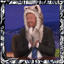 Conan in wolf costume clapping