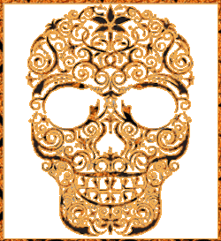 copper swirl pattern skull