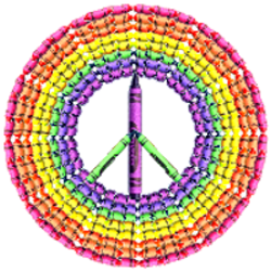 peace sign made with crayons
