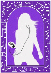 purple with white silhouette dancing gir