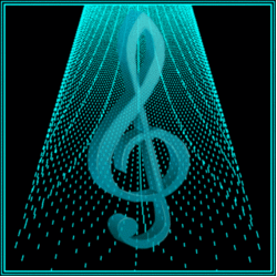 turquoise veil twirls over treble clef