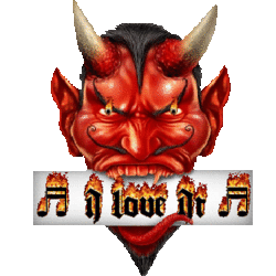 devil with fire eyes and fire message, I love it