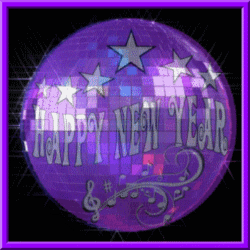 purple disco ball, stars, music staff