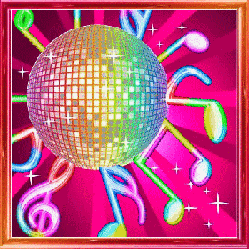 rainbow disco ball with notes
