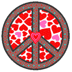 pattern peace sign with hearts in center