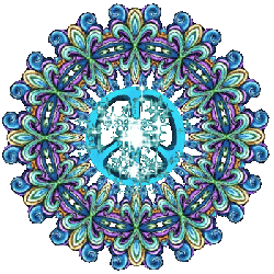 cluster of energy of stars in peace sign center designed in blue pattern