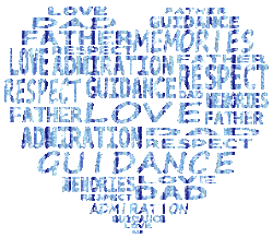 words that describe fathers shaped into heart