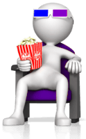 figure sitting in chair with popcorn