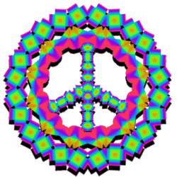 rainbow squares form circle peace sign
