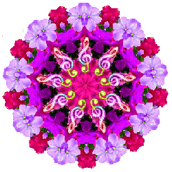 pink, purple star mandala with rainbow treble clefs
