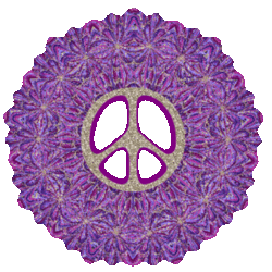 pastel purple flowers pattern peace sign with threads of gold