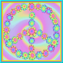pastel color animation flowers form peace sign, spiral background