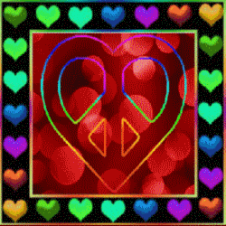 glowing valentine peace heart, colorful hearts frame