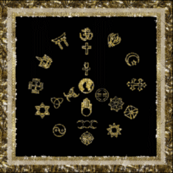 gold coexist symbols form peace sign