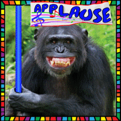 gorilla holding waving applause banner