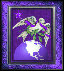 dove with olive branch over rotating earth