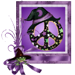 satin purple frame with witch hat, singing frog
