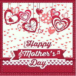 hanging hearts mothers day graphic with falling hearts