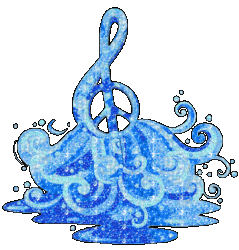 glittered splash of water with peace sign treble clef