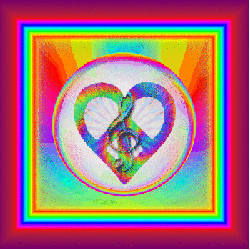rainbow heart shaped peace with treble cleff