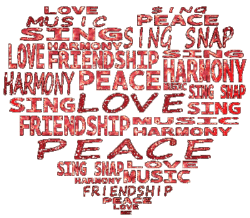 heart shaped with music words