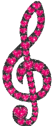 treble clef made of pink glitter hearts