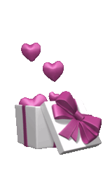 gift box with bow, floating hearts