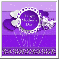 purple, white heart balloon design, happy mother's day