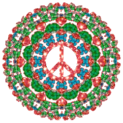 layered peace sign with red, green, blue, snow accent