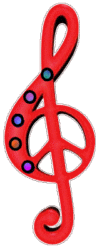 red treble clef with accent blinking dots